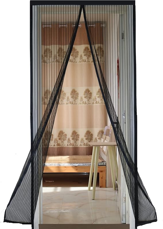 Magnetic Screen Door Mesh with Strong Magnets Door Mosquito Net Full Frame Loop and Hook Suit 38''x82'' Doors