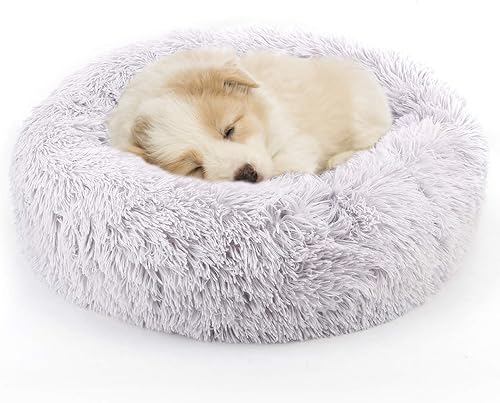 NOYAL cama de dona para perro o gato, suave cojín de felpa, antideslizante lavable a máquina, cama calientita para mascotas, mejora el sueño de los