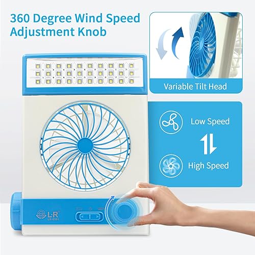 Miniatura 3 de Ventilador solar de mesa 3 en 1 con lámpara LED para cuidar los ojos linterna y adaptador de corriente para usar en el hogar o de acampada