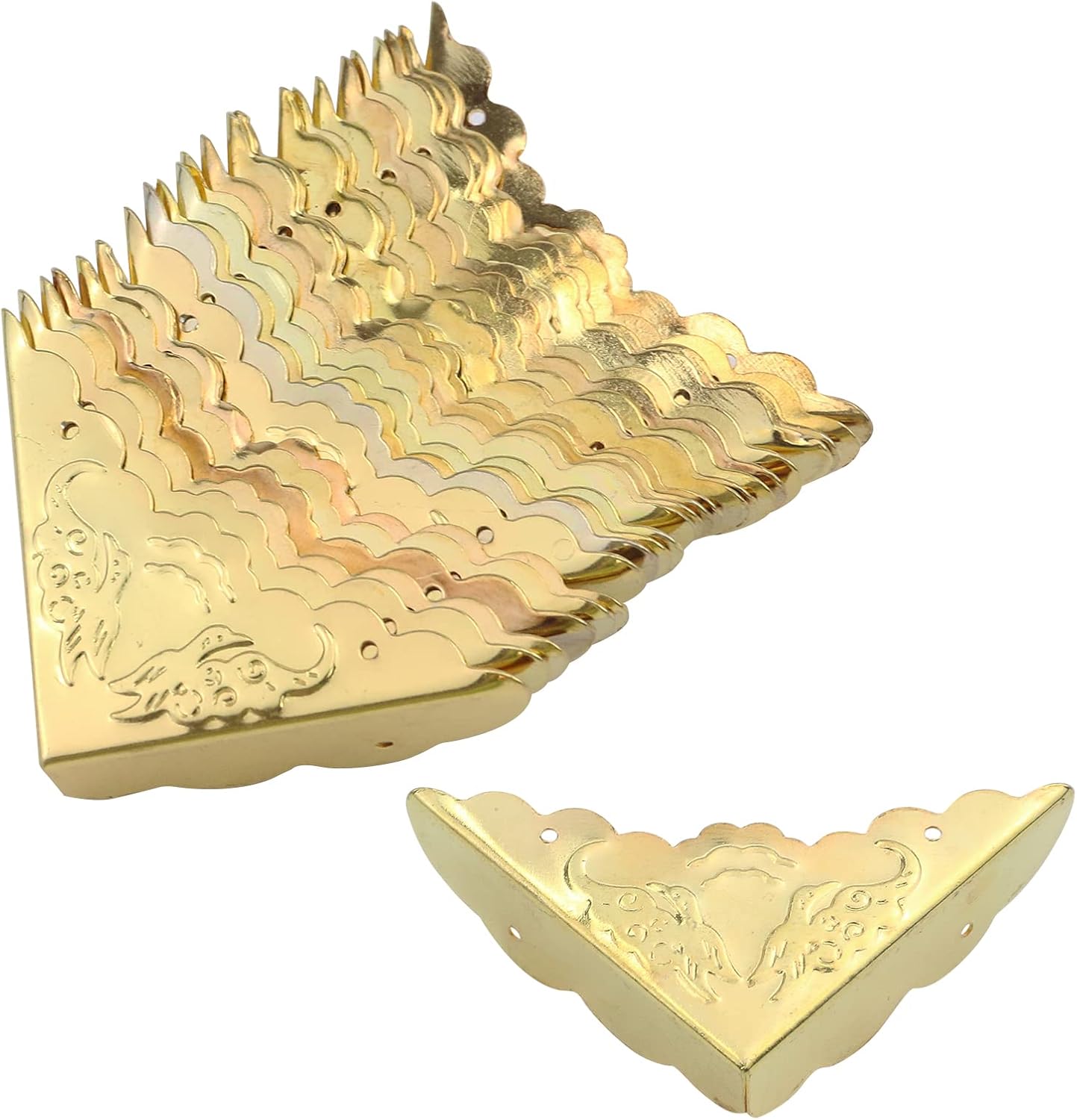 Antrader Antique Decorative Box Corner Protector Edge Safety Furniture Corner Guard,1.6" x 1.6" Bronze Tone, Pack of 24