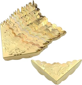 Antrader Antique Decorative Box Corner Protector Edge Safety Furniture Corner Guard, 1.6" x 1.6" Gold Tone, Pack of 24