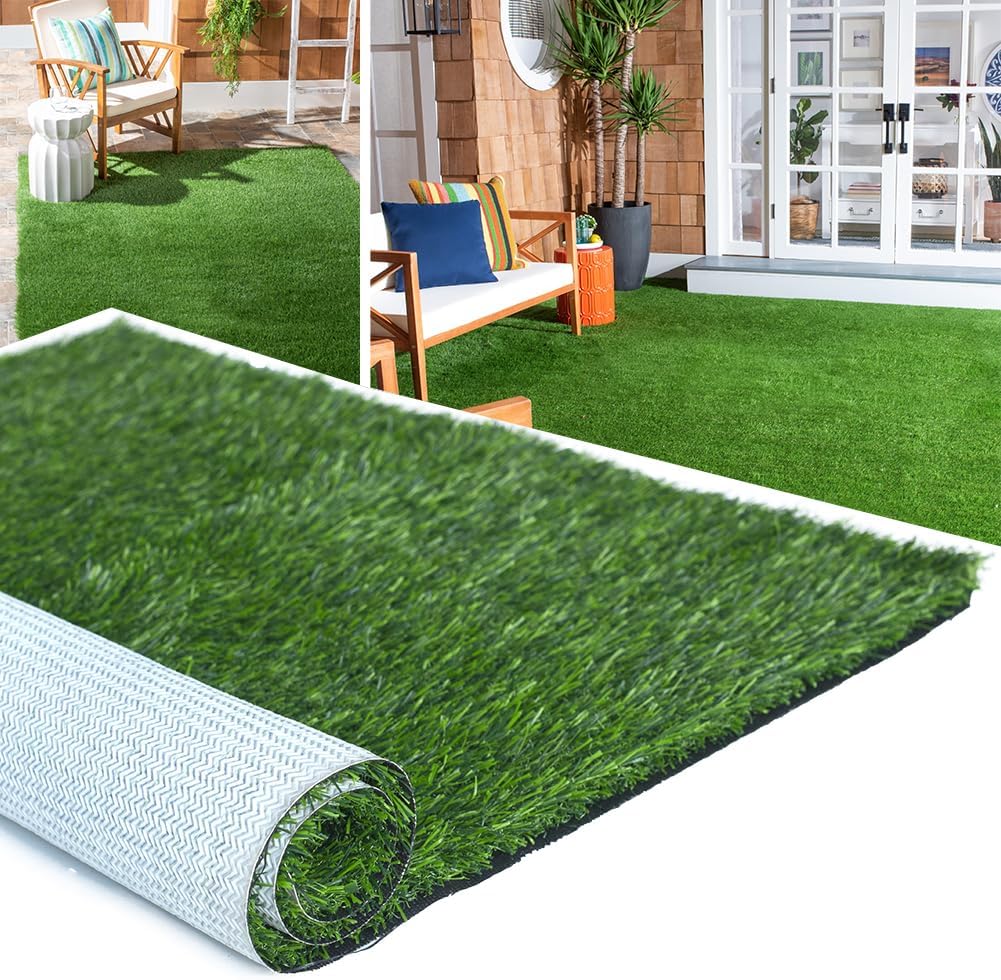 Artificial Grass Synthetic Lawn, TPR Soft BackingRealistic Rug, 1.2 inches Indoor Qutdoor Landscape Mat forGarden, Patio, Balcony, Home Decor, 3FT x 5FT(15 SquareFeet)