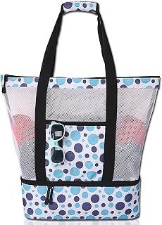 Mesh Beach Bag with Insulated Cooler for Women-Extra Large Beach Tote Bag Pool Bags - Grocery & Picnic Tote Travel Bags