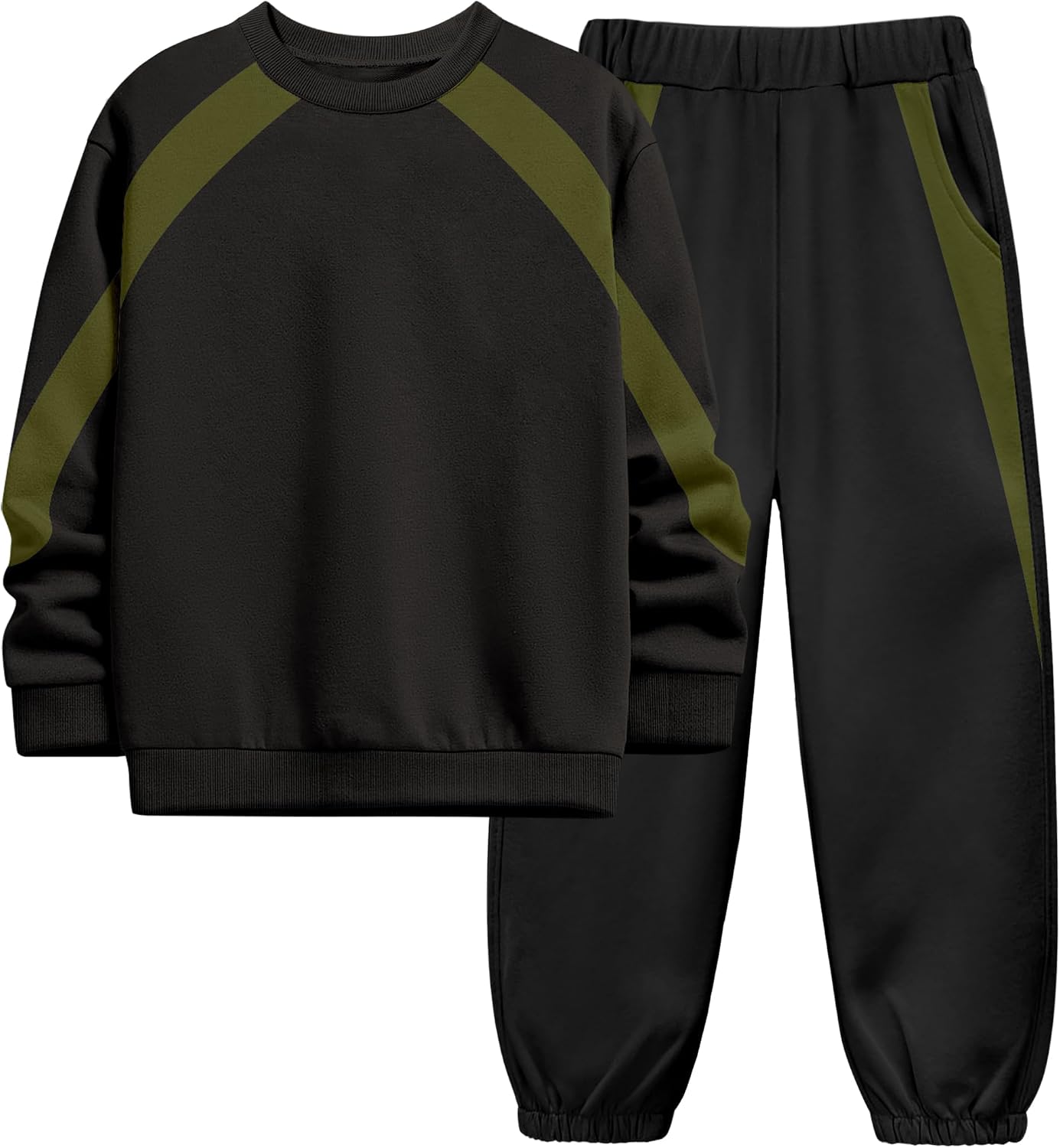 Boys Clothes Solid Color Kids Clothes Boys Outfits Crewneck Sweatshirts Sweatpants Clothing Sets with Pockets 6-12Y