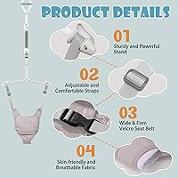 Vista 2 de Saltarín para bebé, Saltarín de puerta para bebé con correa ajustable, Saltarines y rebotadores portátiles para bebé, Fácil de ensamblar, Saltarín