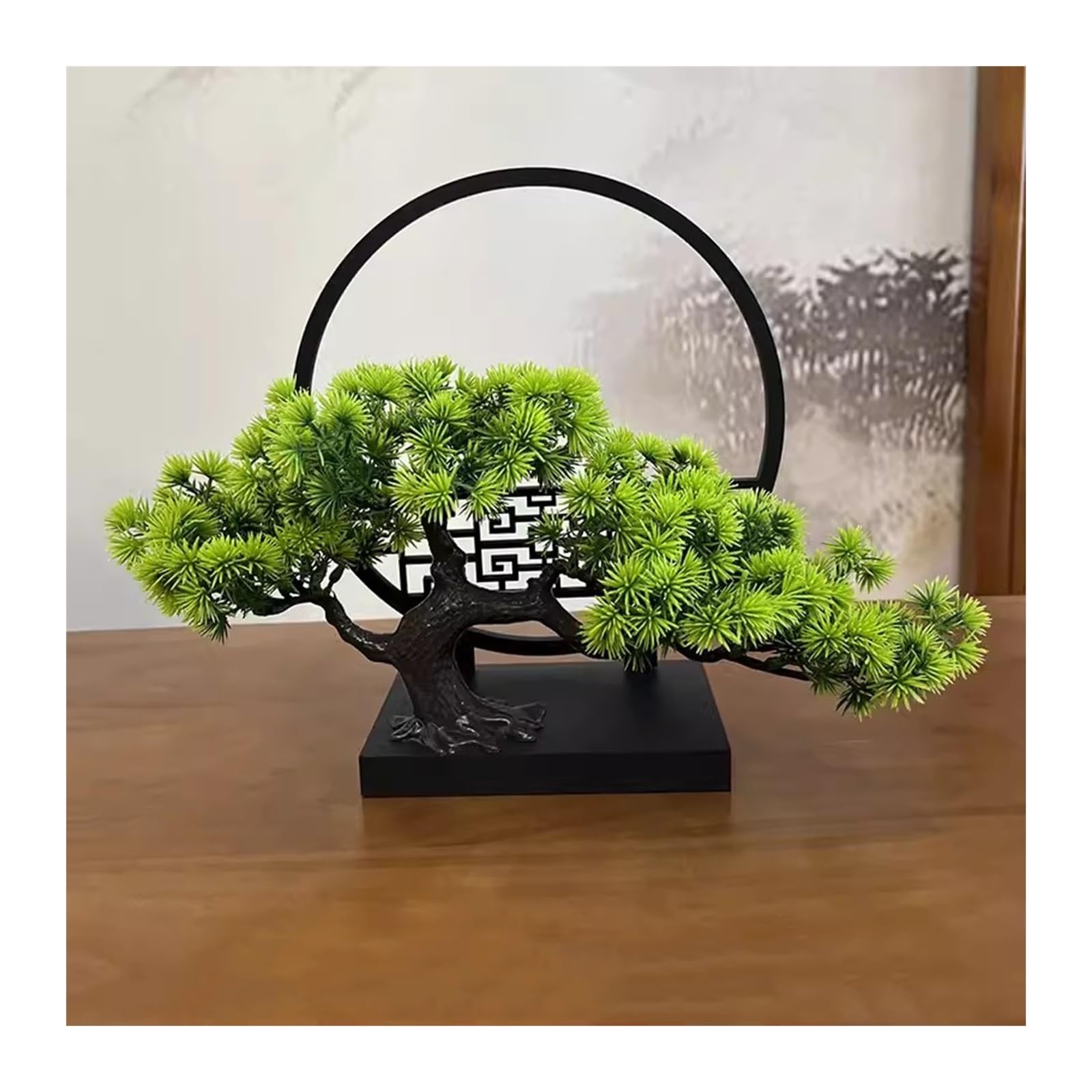 DFGHNBVC Artificial Plants Display Tree Simulated Pine Artificial Bonsai Welcoming False Living Room Study Decoration Fortune Tree Landscape Book Shelf Decor Ornaments