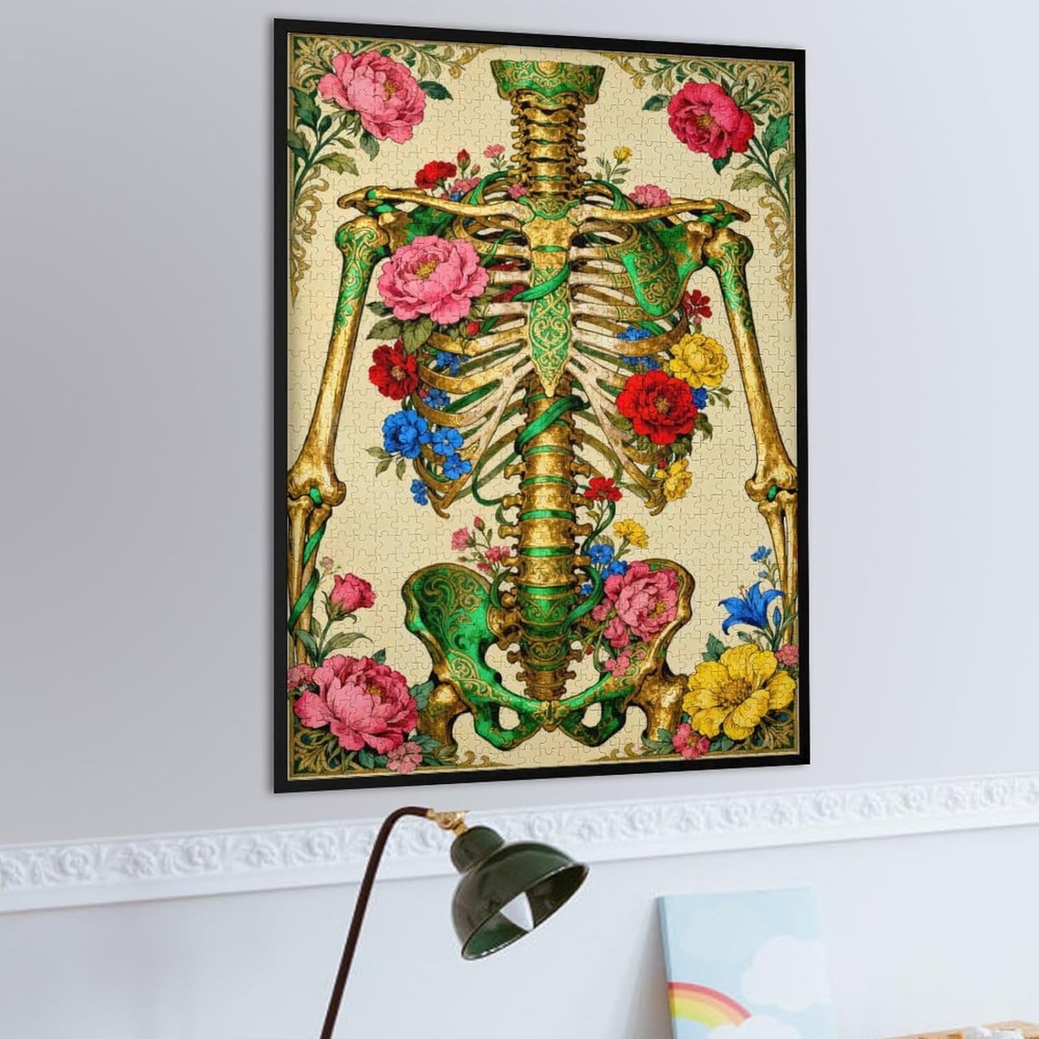 Spine Skeleton Jigsaw Puzzle 1000 Pieces for Adults, Human Anatomy with Flower Artwork, Colorful DIY Puzzle, Challenging Family Activity, Relaxing Home Decor, Fun Educational Gift 30x20