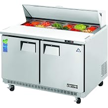 Everest EPBNR2 47.5-Inch Two-Door Back Mount Sandwich Prep Table, 13-Cubic Feet, NSF