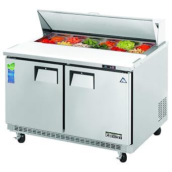 Everest EPBNR2 47.5-Inch Two-Door Back Mount Sandwich Prep Table, 13-Cubic Feet, NSF