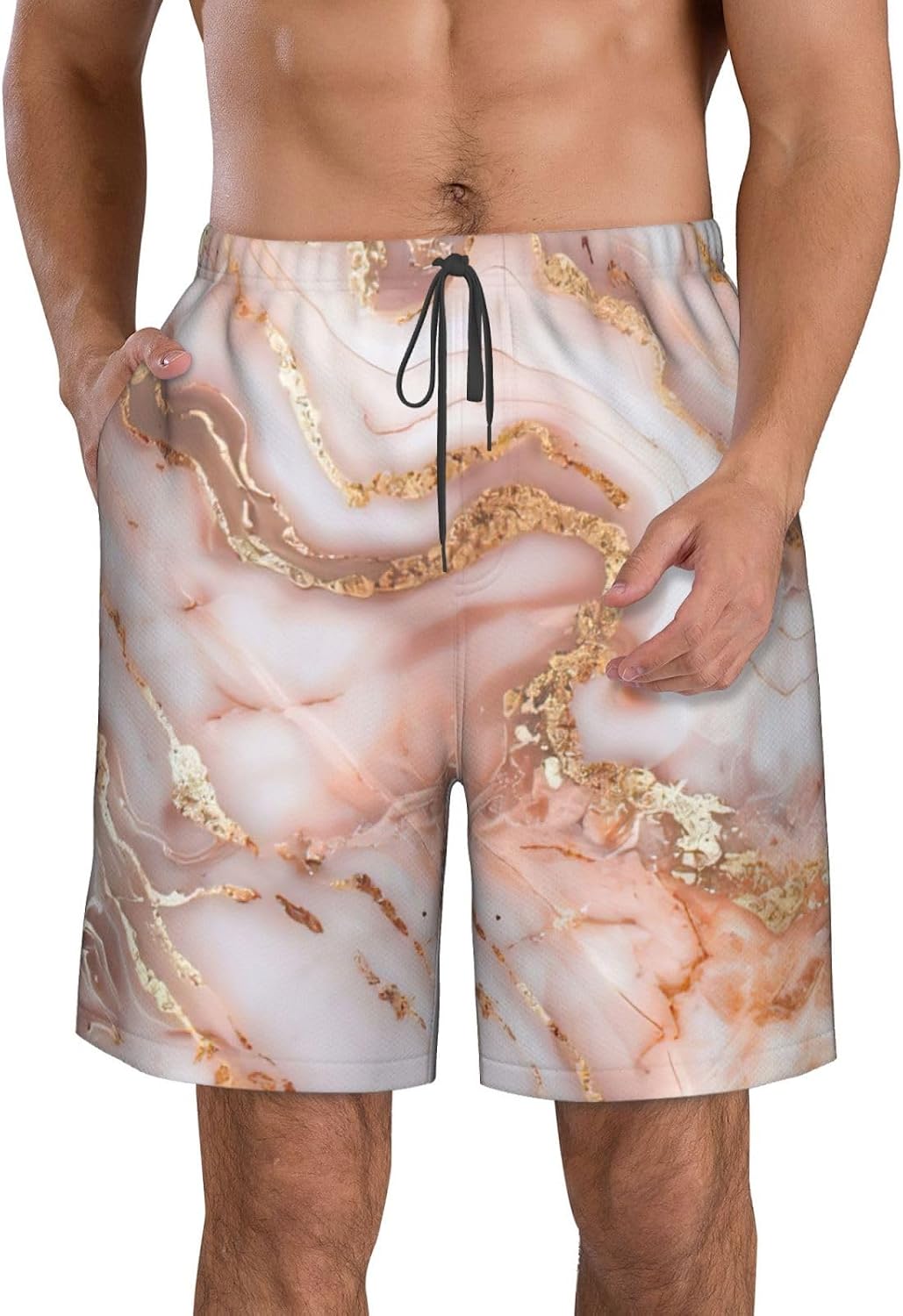 WURTON Cookies Food Chocolate Chips Biscuits Print Men's Swim Trunks Quick Beach Shorts with Pockets Lining Swimwear Bathing
