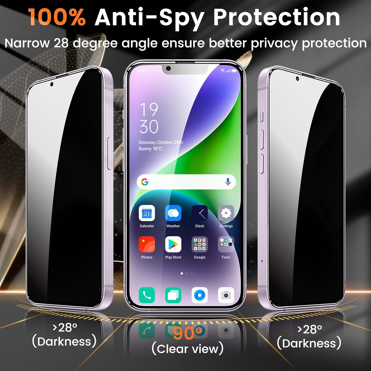 3 3 Pack Privacy Screen Protector for iPhone 14 Plus 6.7-Inch with 3 Pack Camera Lens Protector, Anti Spy Tempered Glass Film 9H Hardness Bubble Free Case Friendly