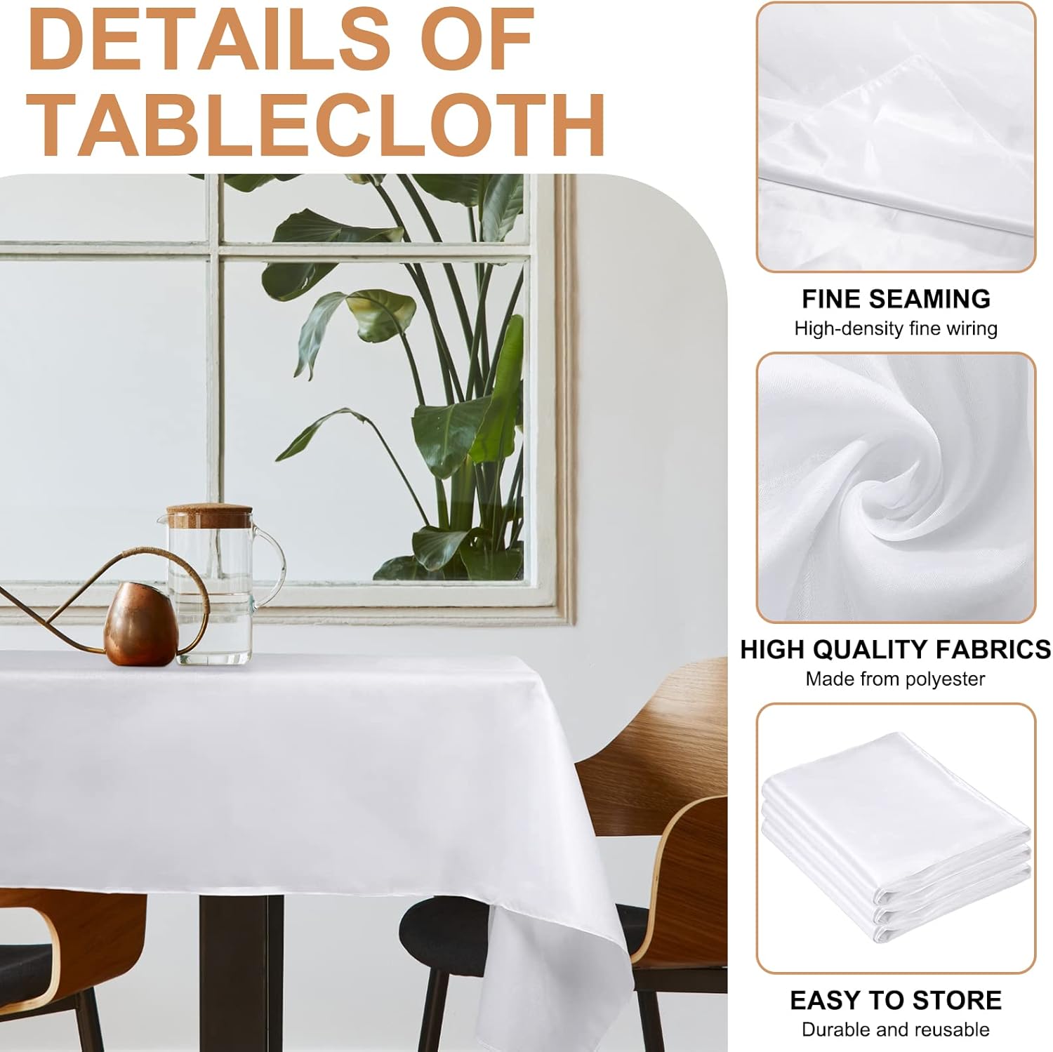 Moukeren 18 Pack Rectangle Tablecloths 58 x 102 Inch Table Cloth Reusable Washable Polyester Table Clothes Bulk for 6 ft Tables for Wedding, Party, Restaurant (White) - Image 3