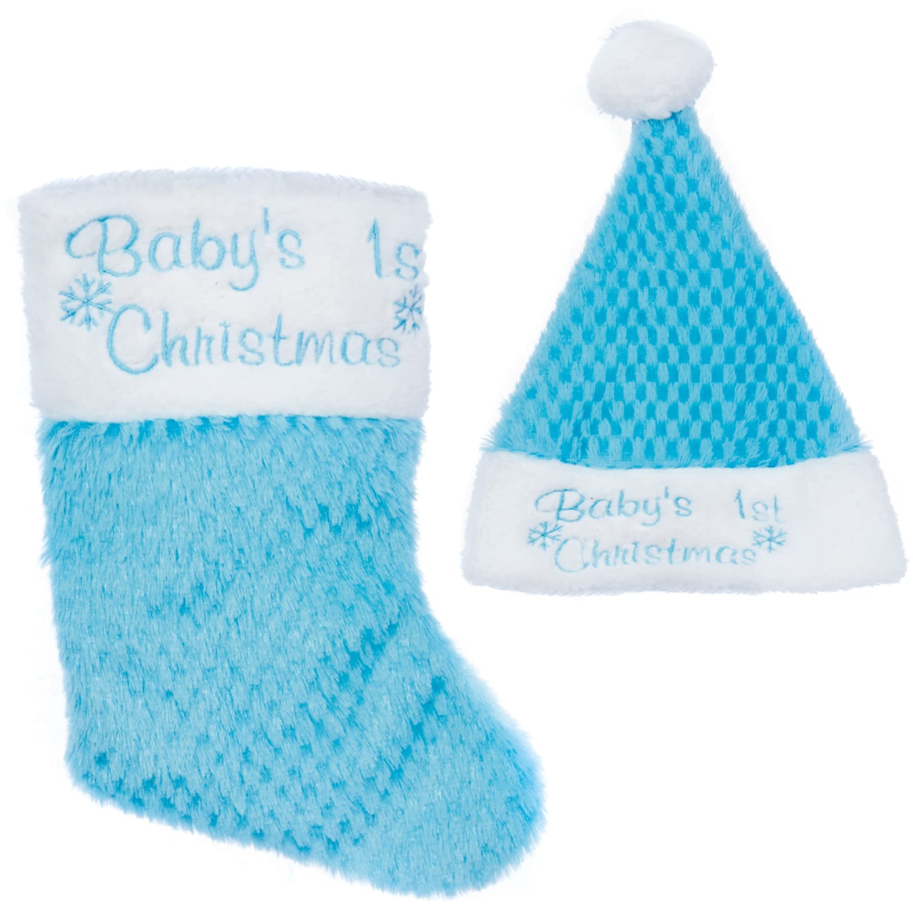 Premier Blue Baby's 1St Christmas Hat And Stocking Set