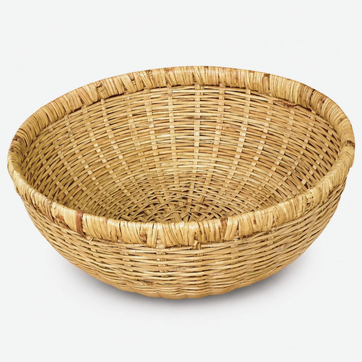 Large Handmade Bamboo Fruit Basket | Natural Wicker Storage Basket for Fruits, Vegetables, Bread & Puja Items | Round Cane Basket for Kitchen, Dining Table & Home Decor (Pack of 1)-image-11