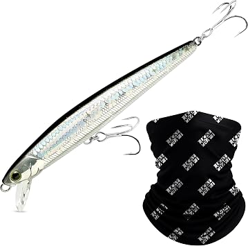 LUCKY CRAFT SW FlashMinnow 130MRS، 765 MS Anchovy، طُعم صيد الأسماك في المياه المالحة، معدات صيد الأسماك Jerkbait Surf، طُعم سمك الهلبوت والباس، طُعم غرق المياه السطحية مع غطاء للرقبة