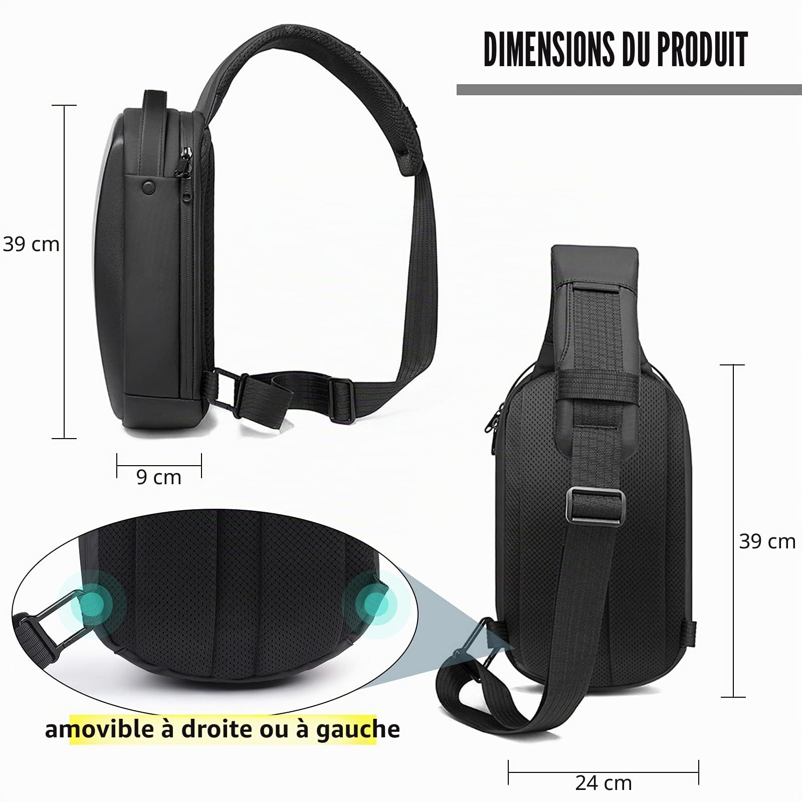Sac de transport compatible avec Meta Quest 3S/Quest 3/Quest 2/Vision Pro/Pico 4, étui de voyage rigide compatible avec Kiwi Design, Noir , L
