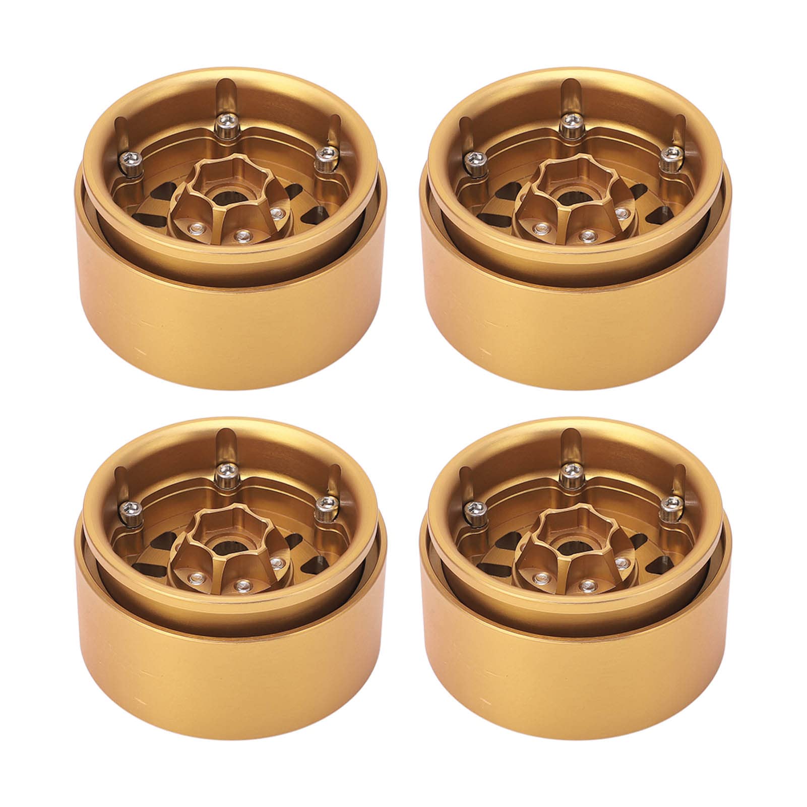Beadlock piasta koła ciężkie mosiężne koła RC 1,9 cala dla Axial SCX10 90046 AXI03007 D90 D110 TF2 Traxxas 1/10 zdalnie sterowany samochód gąsienicowy złoty kolor 4 szt