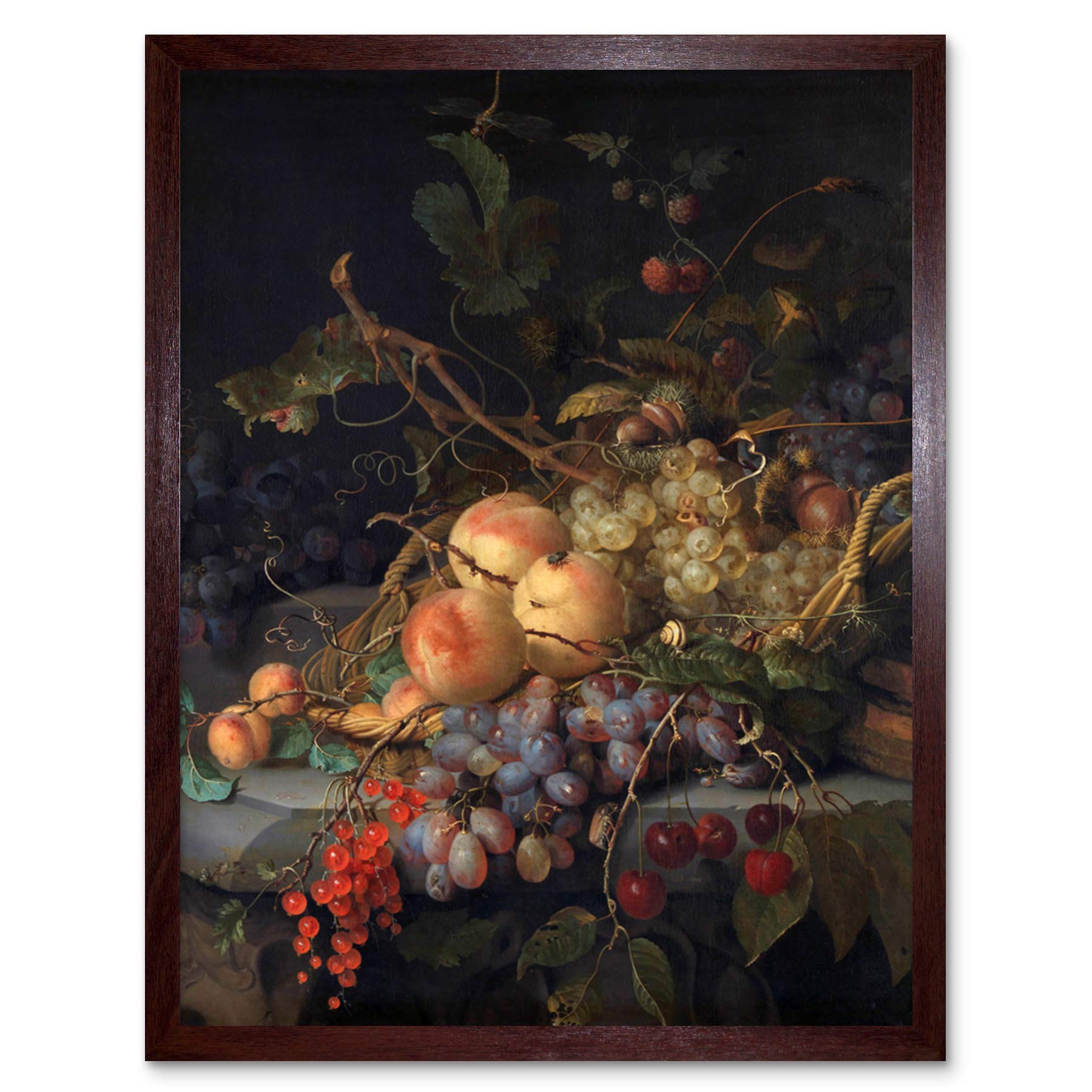 Artery8 Jacob Van Walscapelle Still Life Fruit Painting Art Print Framed Poster Wall Decor 12x16 inch