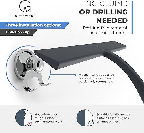 Vista 18 de GÜTEWERK Escobilla de ducha para puertas de vidrio, escobilla de silicona para ventanas, baño y limpieza de vidrio, color negro, 9 pulgadas