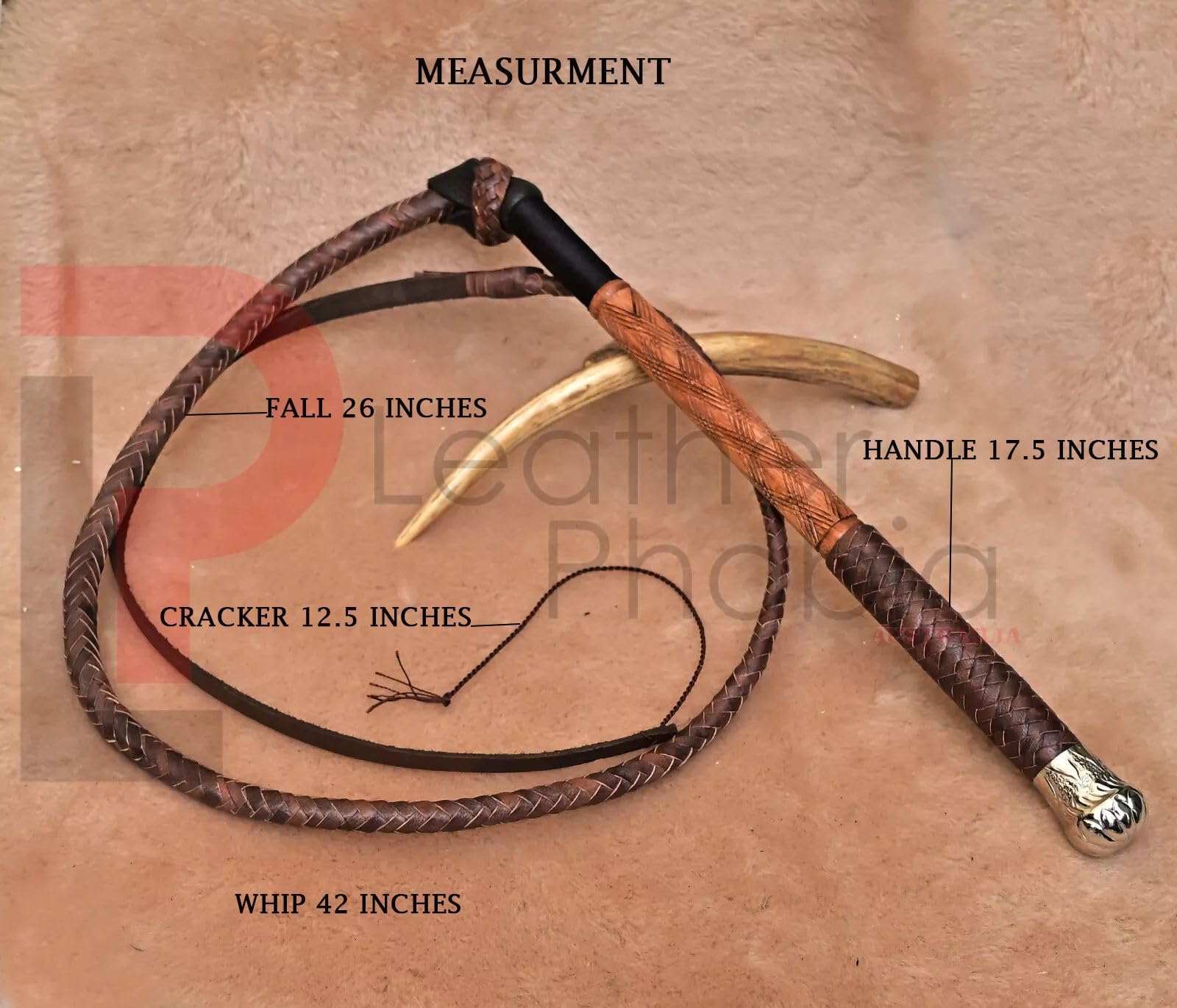 Bullwhip 5ft Genuine Leather Indiana Jones Style Whip for