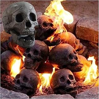 Halloween Stove Barbecue Simulation Skull Props,Terrifying Human Skull Fire Pit,Ceramic Fireproof Fire Pit Skull for Bonfire,Campfire,Fireplace,Firepit,Skull Halloween Horror Decor