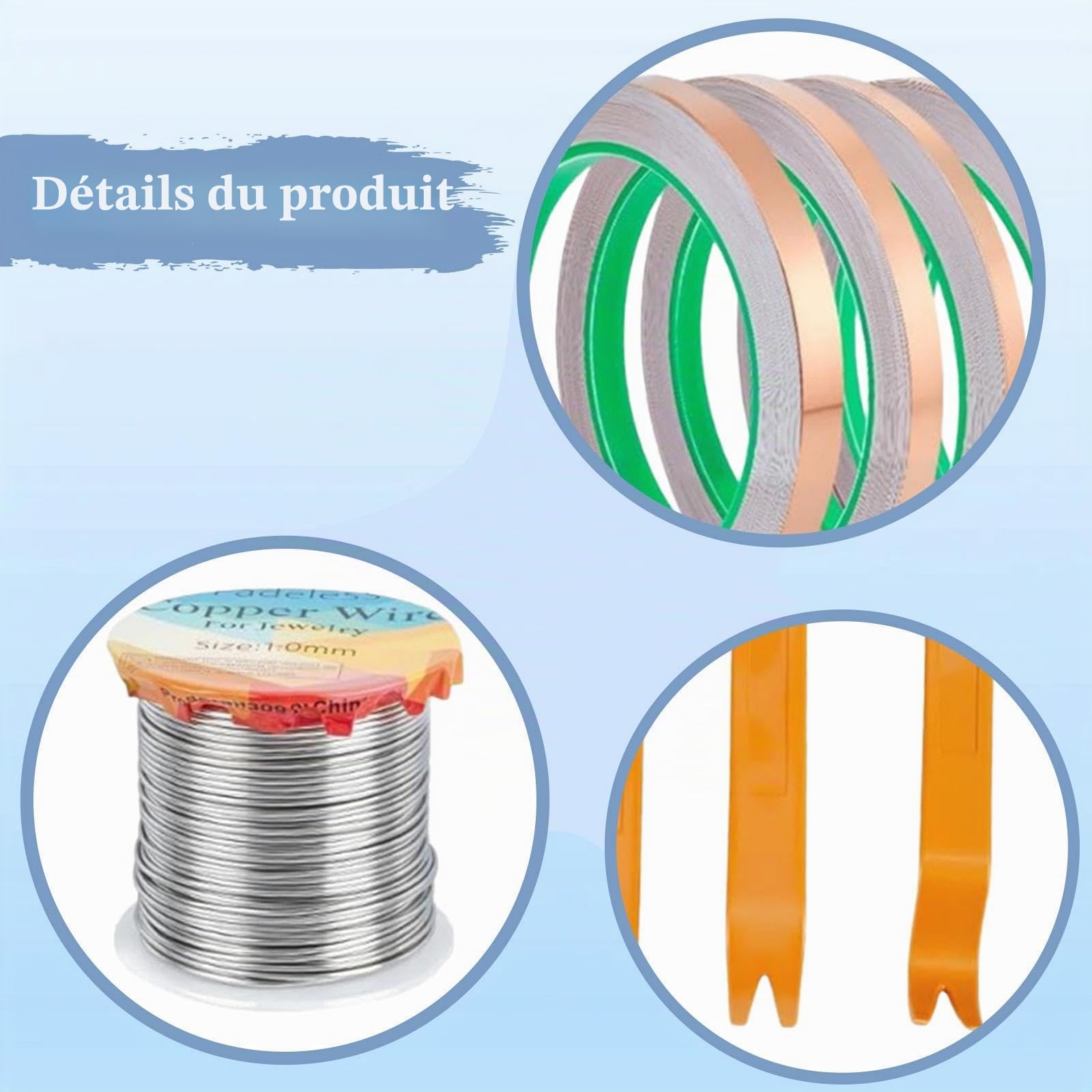 predolo Kit de Vitrail, Kit de Démarrage Vitrail, Kit Ruban de Feuille de Cuivre pour Travaux Manuels Vitrail, Comprenant 1 Rouleau de Soudure et 4 Raclettes pour Travaux Manuels, Soudure de Vitraux