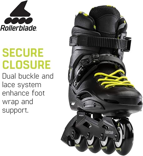 Miniatura 3 de Rollerblade RB Cruiser - Patines en línea unisex para adultos, negroamarillo neón, patines en línea de rendimiento urbano