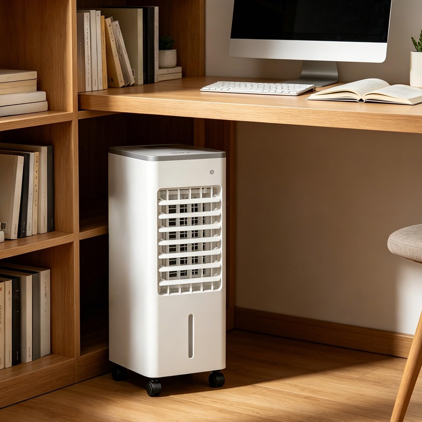 Ventilateur d'air conditionné évaporatif portable, 4-en-1 (Blanc, 6L) | Télécommande & minuterie 7,5h : programmation, arrêt auto pour économie d'énergie et sécurité