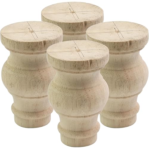 Wooden Furniture Legs,3.15 Inch Height Unfinished Wood Furniture Legs European Style Solid Wood Furniture Replacement Feet for Sofa Cabinet Wardrobe Table Couch Ottoman,Set of 4,Type-4