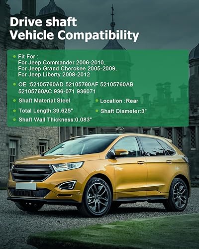 Vista 247 de SCITOO Longitud del eje de hélice del eje de transmisión delantero 36.2 pulgadas compatible con 2001-2004 para Jeep Grand para Cherokee 4.0L