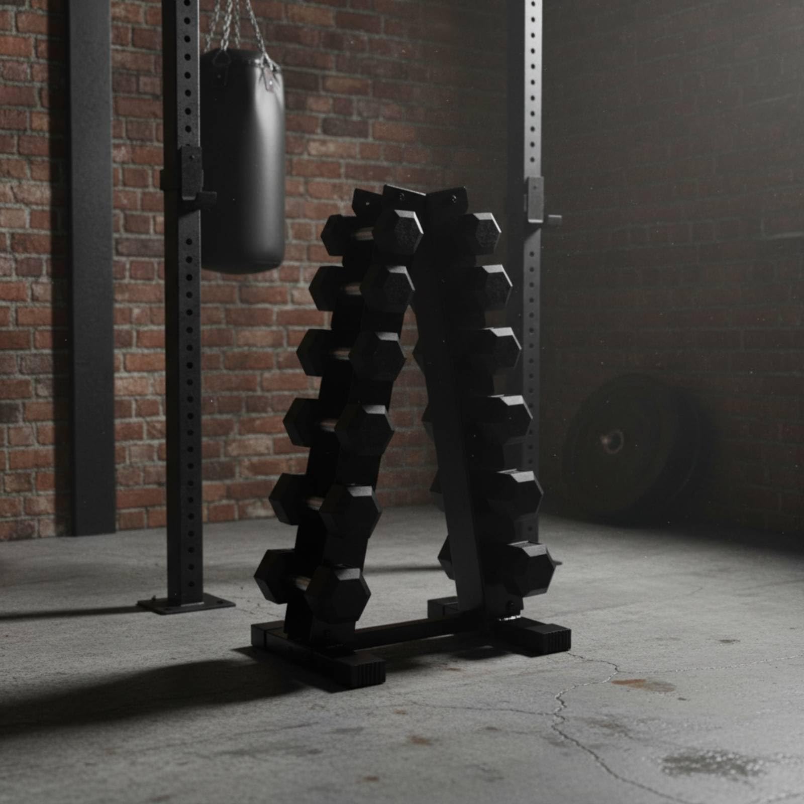 Gralara Soporte para Mancuernas Estantería Pesas Organizador Compacto Rack Hierro 6 Niveles Base Firme Pies Antideslizantes Zona Deporte Adecuado para Gimnasio Doméstico Área de Musculación Garaje