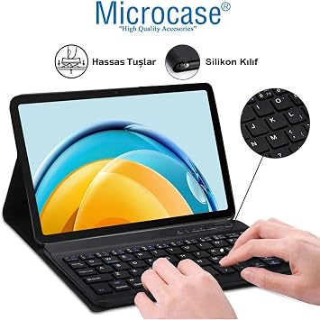 Microcase Samsung Galaxy Tab S6 Lite SM-P620 10.4 inch Tablet ile uyumlu Bluetooth Klavyeli Standlı Kılıf - BKK4 Pembe