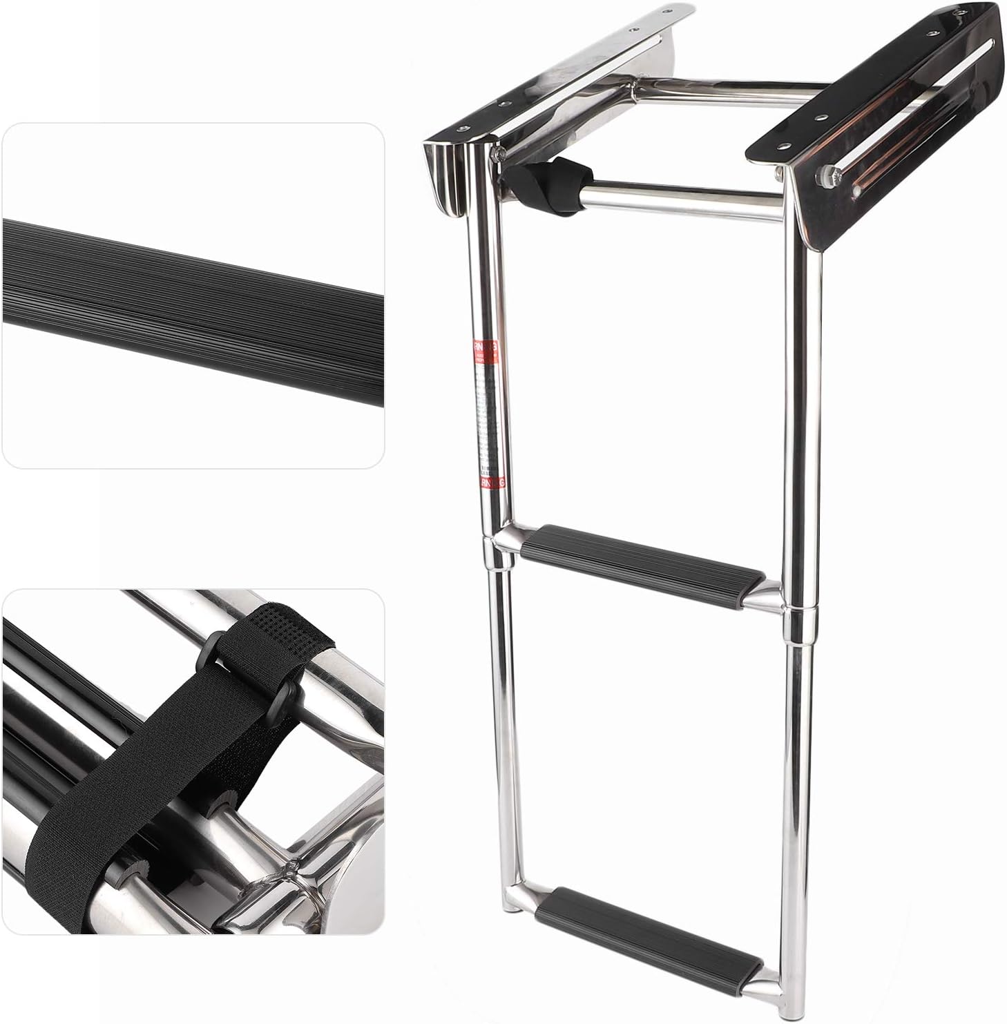 Ladders,Boat Ladder Folding,Marine Deck Ladder Telescoping 3 Step Boat Swim Platform Stair Stainless Steel W/Fixed Rope Extension Sponton Ladder