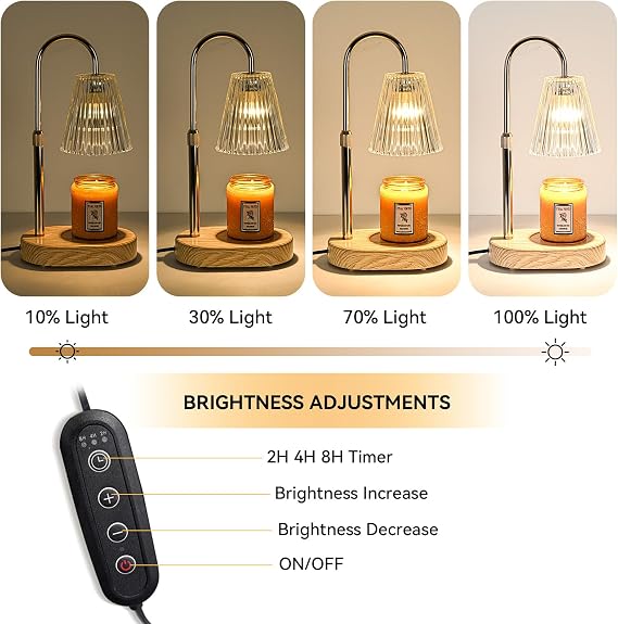 Candle Warmer Lamp with Bluetooth Speaker, Electric Candle Lamp Warmer with Timer,Dimmable Wax Melt Warmer with 2 Bulbs,Suitable for Yoga, Bathing, Parties, and Birthday Gifts