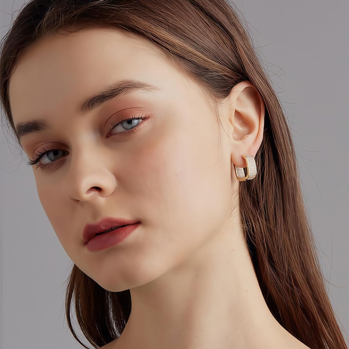 14K Gold Plated Christmas Earrings - Small Chunky Cubic Zirconia Hoop Earrings for Women, Hypoallergenic & Trendy Jewelry Valentines Day Gifts - Image 9