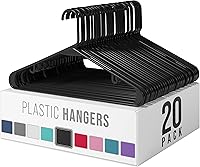 Neaterize Black Plastic Hangers 20 Pack - Durable Space-Saving Closet Hangers for Clothes Coats Non-Slip Snag-Free
