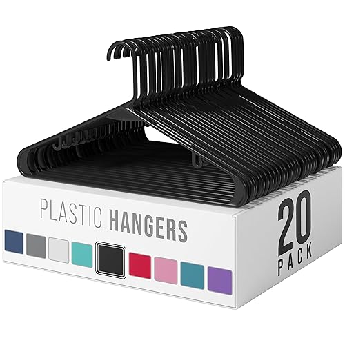 Plastic Hangers 20 Pack Black - Clothes Hangers - Makes