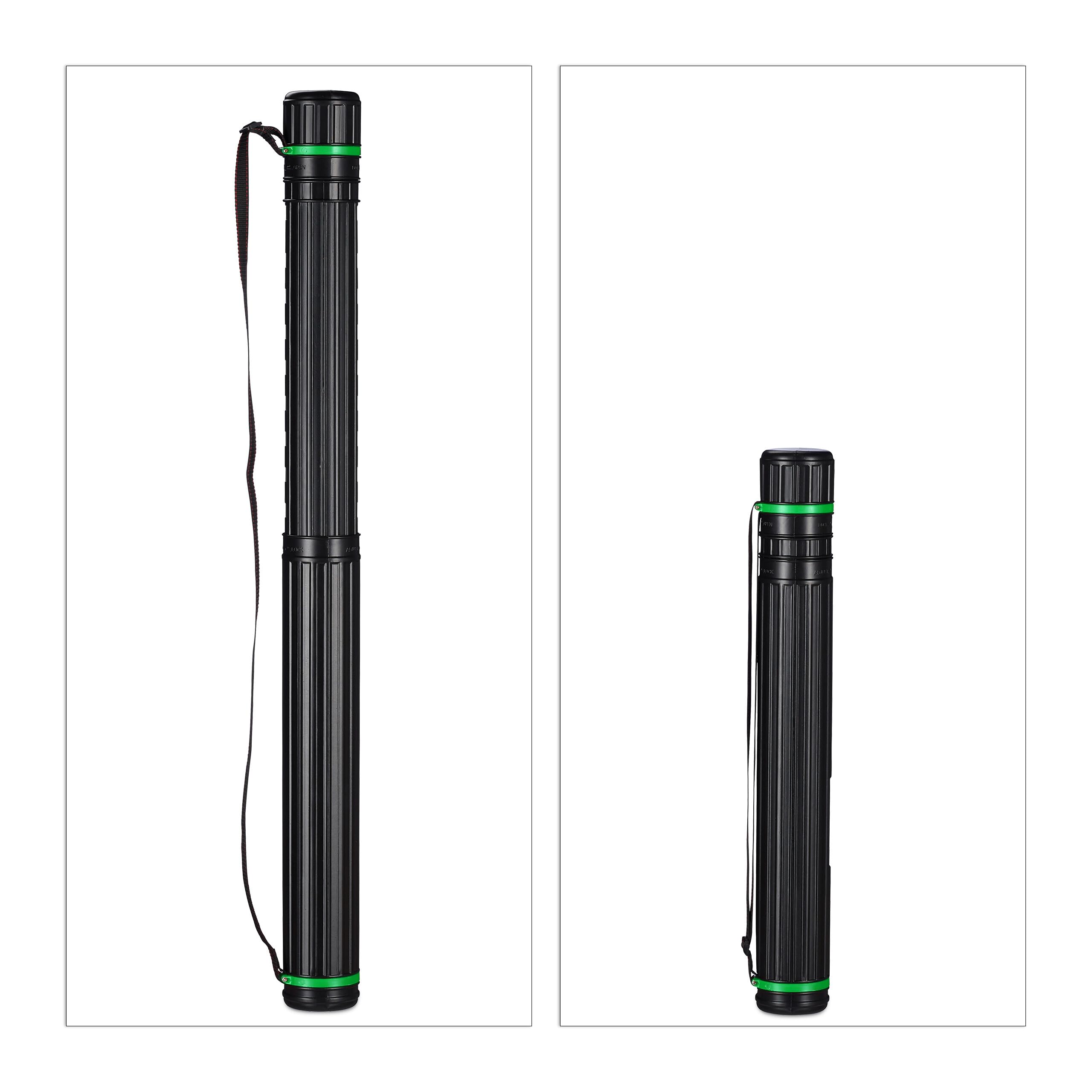 Relaxdays Tube de Transport Extensible 64-107 cm Noir et Vert Lot 2