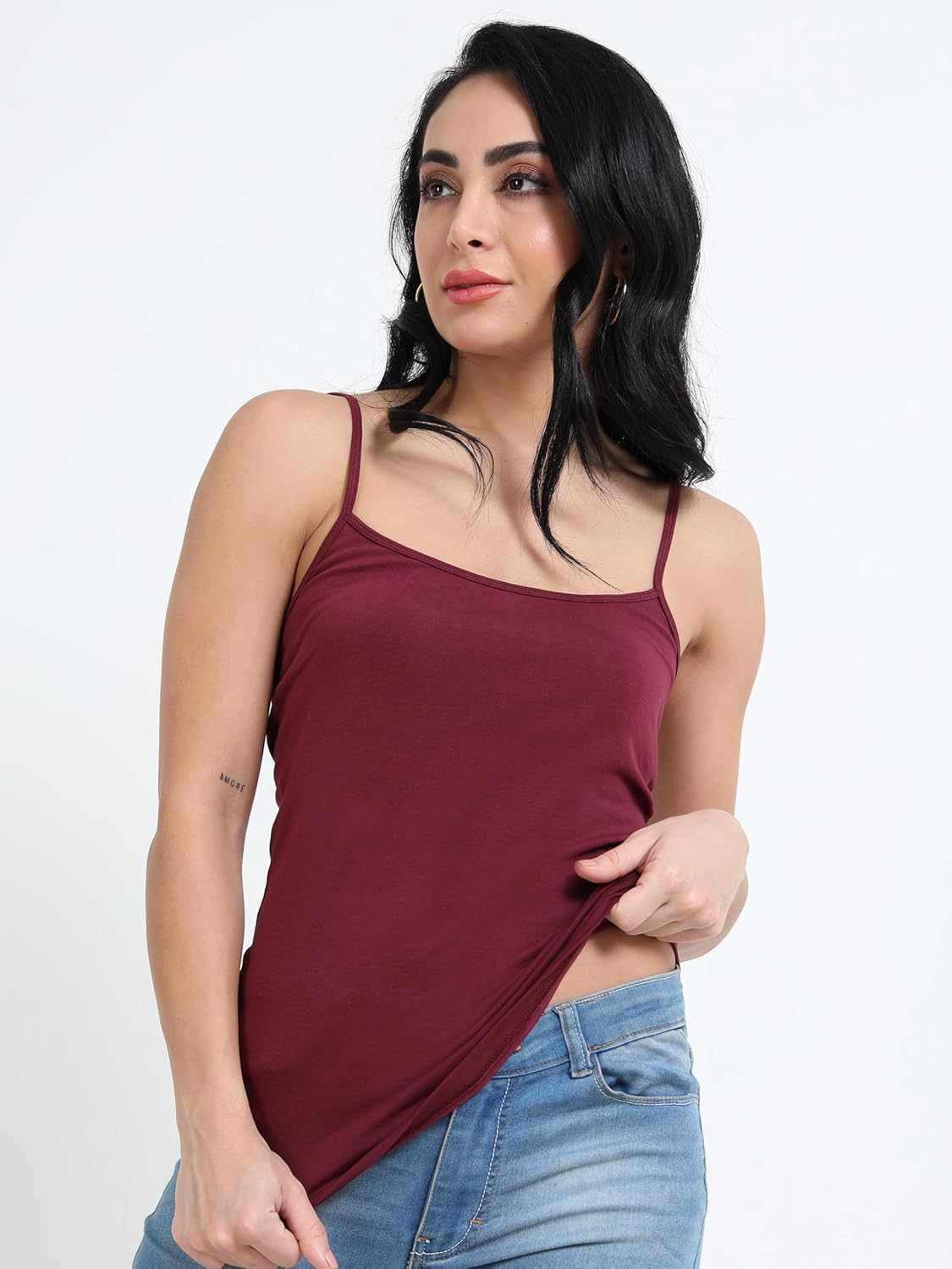 TREDECIM Women's Basic Organic Cotton Stretch Camisole Tank top, Non-Adjustable Spaghetti Strap Undershirts Pack of 7 - Image 7