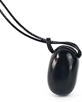 Vista 10 de Karelian Heritage Auténtico collar de piedra de shungita, amuleto redondo con colgante de shungita para protección y meditación curativa de cristal