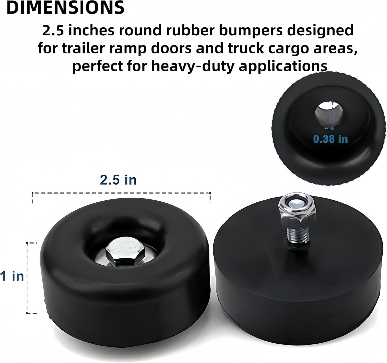 2.5" Round Rubber Bumpers Heavy Duty Trailer ramp Door Bump Stops | Shockproof,fit for Trailer Door Bumper, Air Compressors, Pumps,Generators,Pressure Washers, with Screw Kits(5Pcs ）