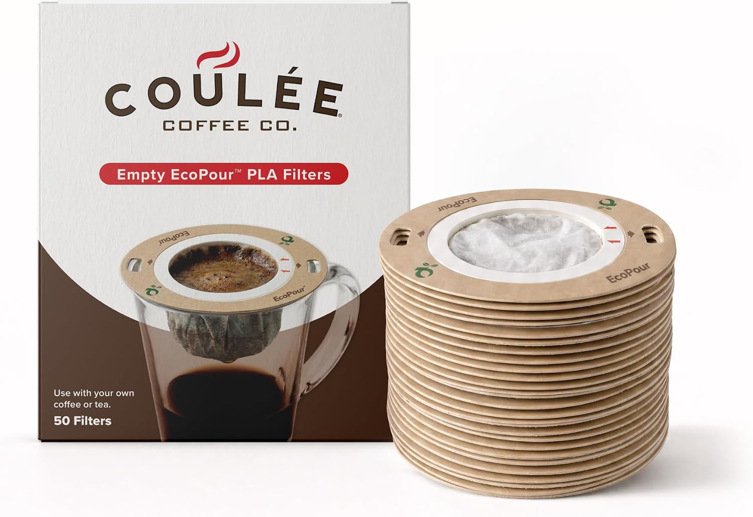 EcoPour Empty Pour Over Coffee Filters, PLA Mesh, 50 Pack
