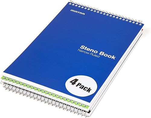 Miniatura 2 de Mintra Office Steno Books - (colores primarios, 4 blocs por paquete, rayas estrechas), 6 x 9 pulgadas, 70 hojas, cuaderno para escribir notas en la