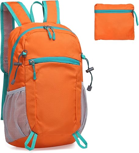 Miniatura 8 de Mochila de senderismo plegable, mochila de camping resistente al agua, ligera de poliéster para hombres, mujeres, viajes al aire libre Negro -,Azul