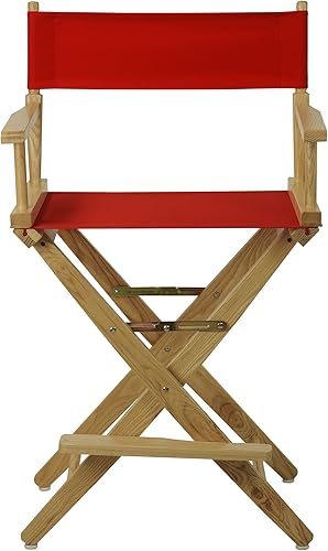 Miniatura 7 de American Trails - Silla de director extra ancha de 24 pulgadas, marco natural con lienzo rojo, altura de mostrador