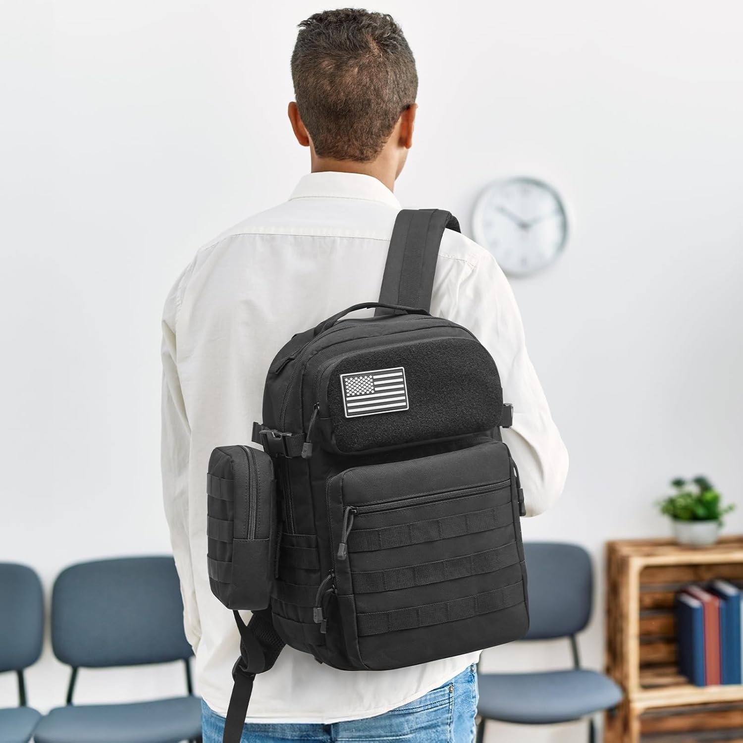 G4Free 25L Small Backpack Fits 15" Laptop, Tactical Work Back Pack Travel Bag for Men, Black