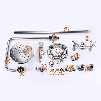 Shower Faucet Sets 8 Inch Rain Shower Head 2 Cross Knobs