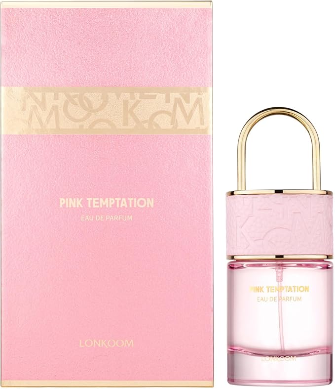 LONKOOM Perfume De Mujer Pink Temptation Eau de Parfum - 50ml / 3.4 Oz Scent Spray, Notas Florales Amaderadas de Larga Duración Aroma Neroli Vainilla Jazmín Cedro