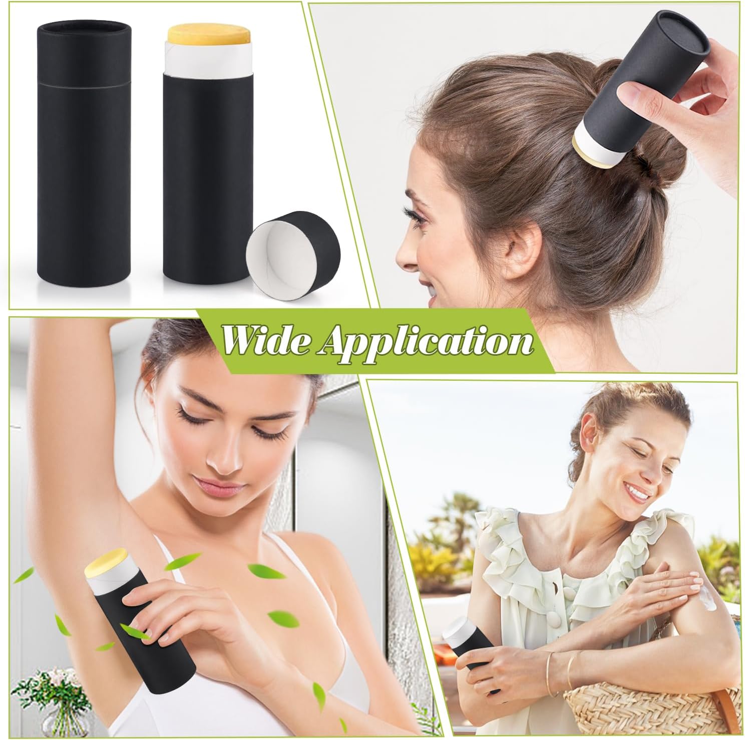 8pcs 75g/2.5oz Black Paperboard Deodorant Containers,Empty Kraft Paper Solid Perfume Tubes,Round Body Lotion Sticks Jars,Pushing Up Style Hairspray Bar Bottle,DIY Cosmetic Storage Container image 5