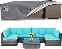 Vista 12 de AKEfit Fundas para Muebles de Patio, 500D Impermeable de Servicio Pesado para Mesa de Patio Cuadrada y Rectangular para Exteriores y Fundas de Negro